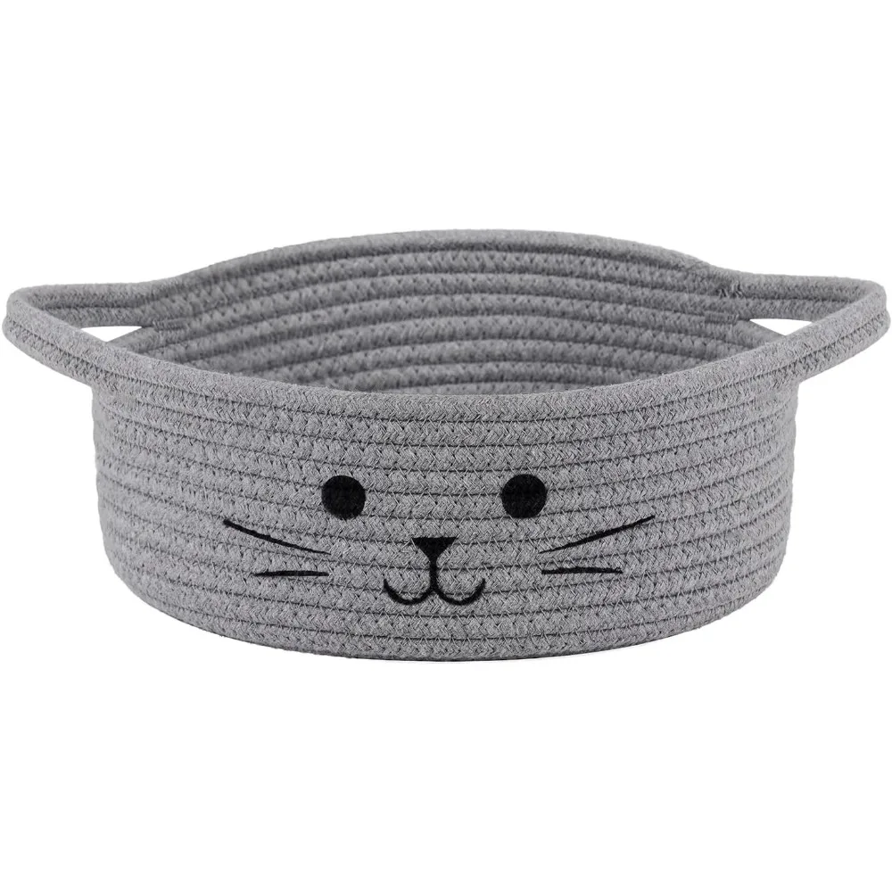 

Small woven rope storage basket, cute cat toy basket in the living room, nursery baby basket, baby exhibition gift basket