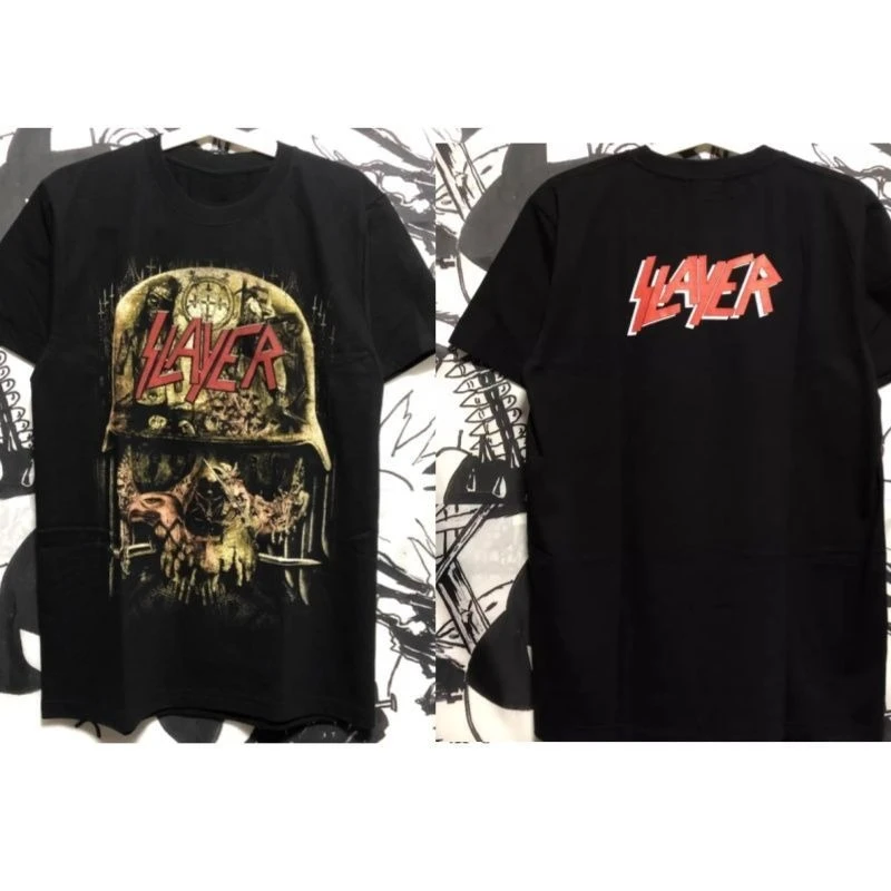 

[Thai Version] Slayer Band Thailand Imported European and American Niche Rock Pure Cotton Short-sleeved T-shirt Torrent Metal