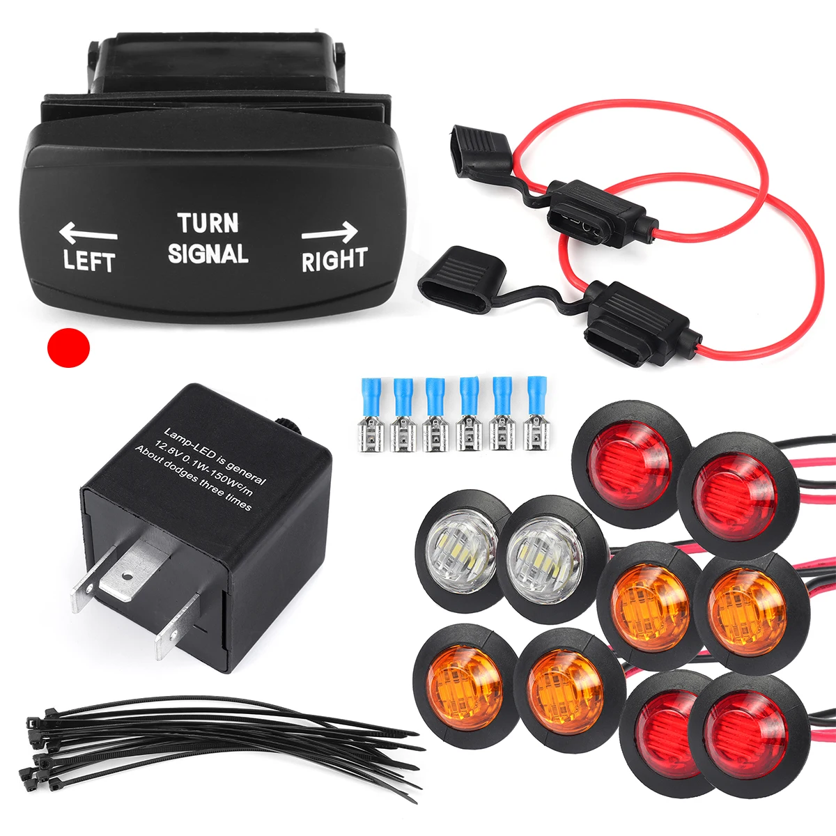 1 Set LED Turn Singal Rocker Switch W/ 10 LED Light For Polaris RZR 1000 XP Ranger ATV UTV