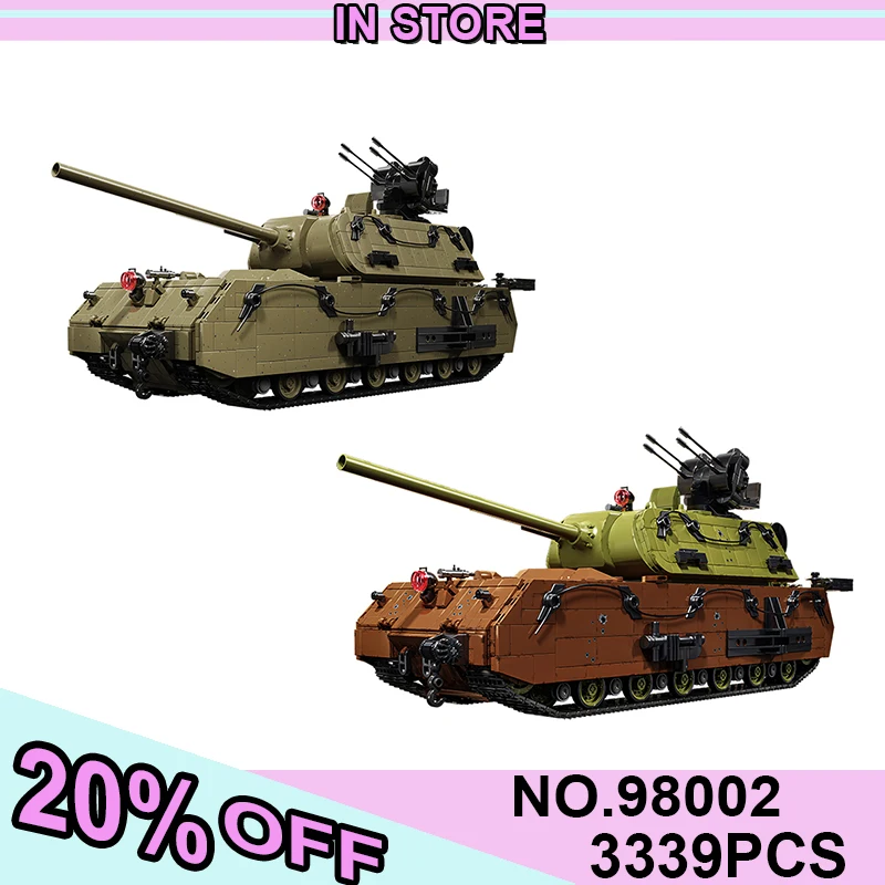 MOC 98001 98002 Panzer VIII Maus Tank Model Building Blocks Model Bricks Assembling Toys for Boys Christmas Gift Set