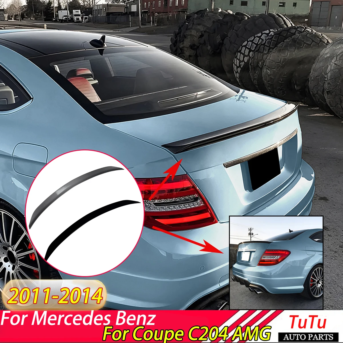 

Задний спойлер (антикрыло) для Mercedes-Benz Coupe C204 (2011-2014), AMG, на крышку багажника, декоративный, защитный, тюнинг