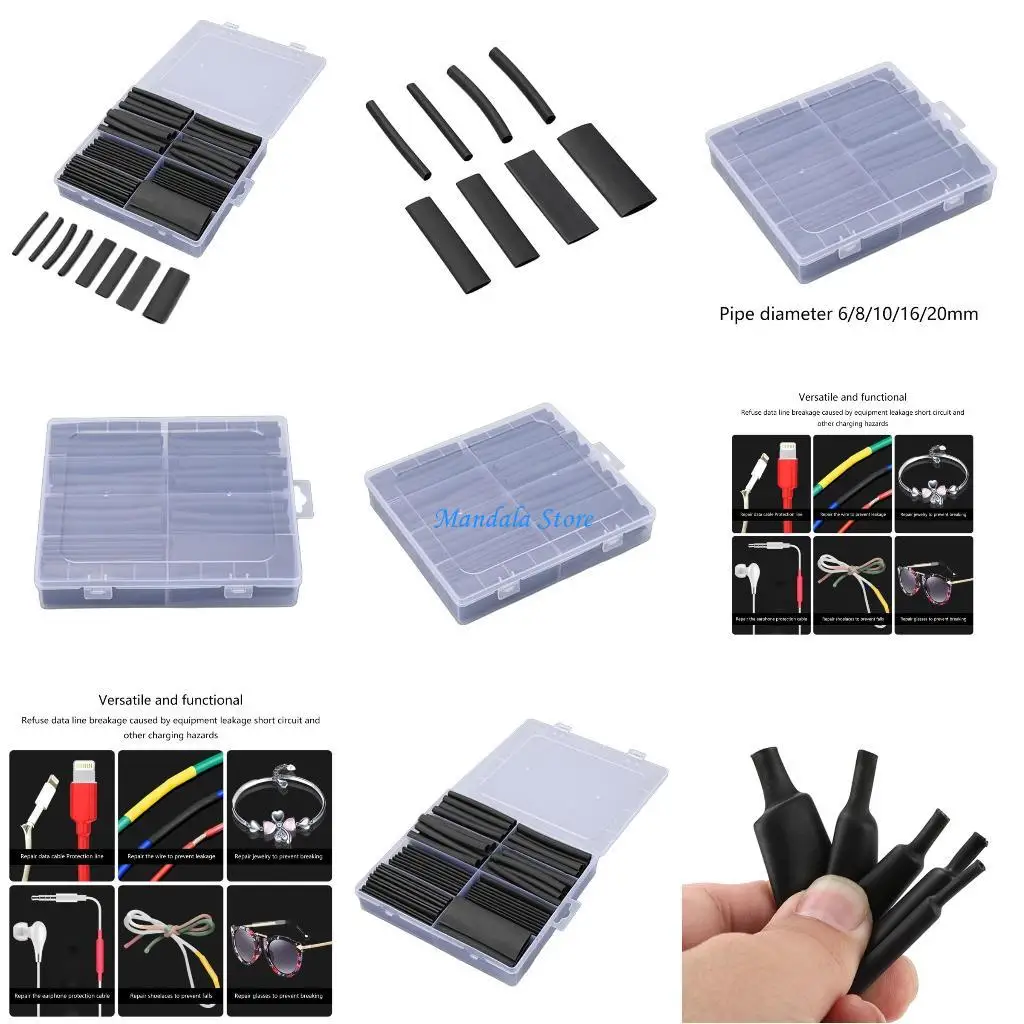 

U2JC 100pcs Heat Shrink Tubing set 4:1 Shrink Ratio Heat Shrink Tube Assortment 90mm