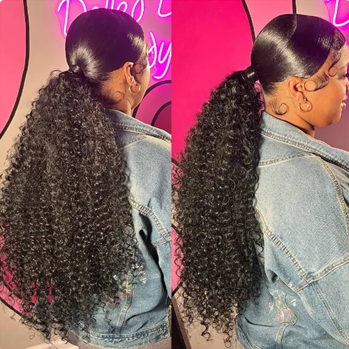 Imagen 2 del producto Mechones sueltos de ondas rizadas profundas con cierre Frontal 100% extensiones de cabello humano virgen sin procesar con cierre extensiones de cabello humano