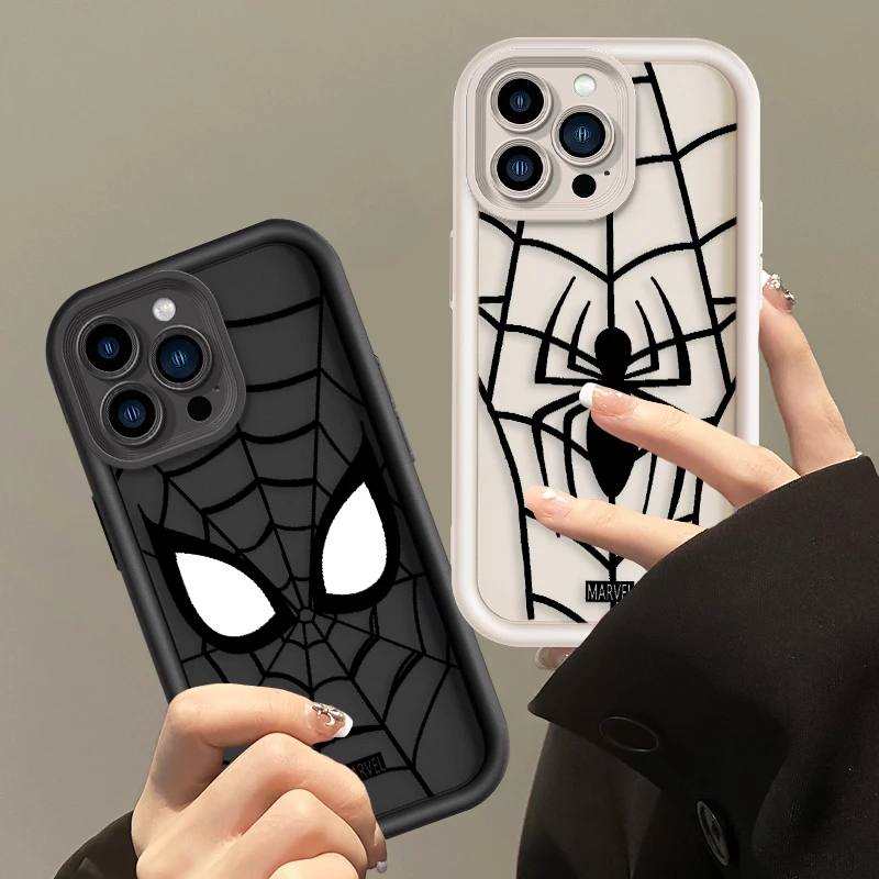 Art Comic Spiderman Logo For Apple iPhone 15 14 13 12 11 Mini XS XR X 8 7 Pro Max Plus Soft Eye Ladder Phone Case