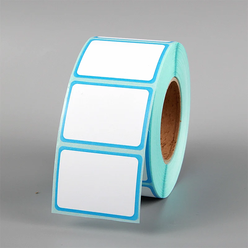 Blue Red Border Three Proof Thermal Label Print Paper Milk Tea Cup Stickers Supermarket Price Tag Self Adhesive Blank Label