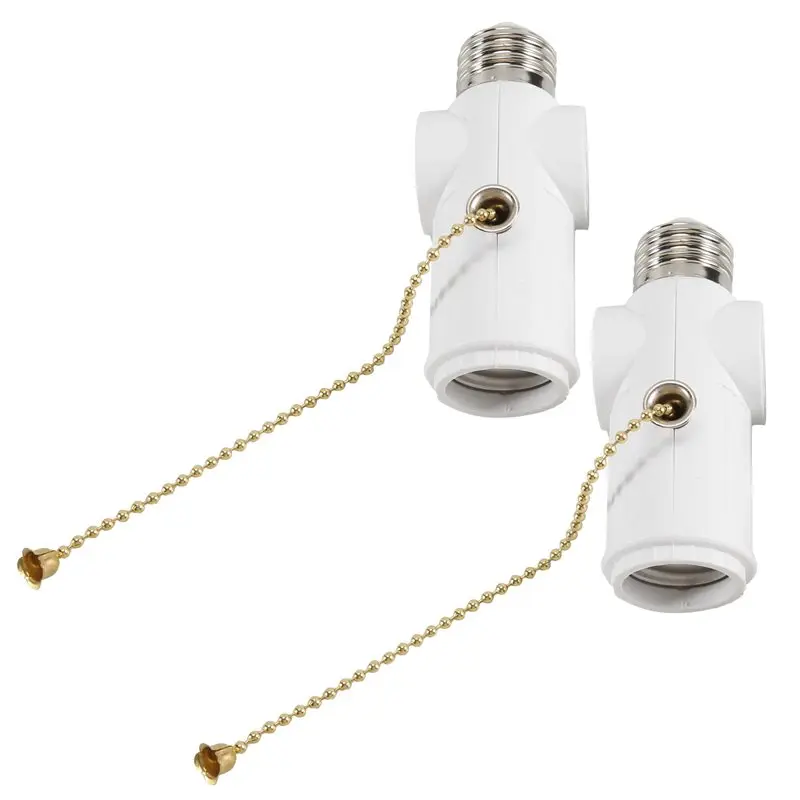 A72P 2 Pcs Light Socket To Plug Adapter,E26/E27 Light Bulb Outlet Socket Adapter,Sockets Support 3 Prongs Light Plug US Plug