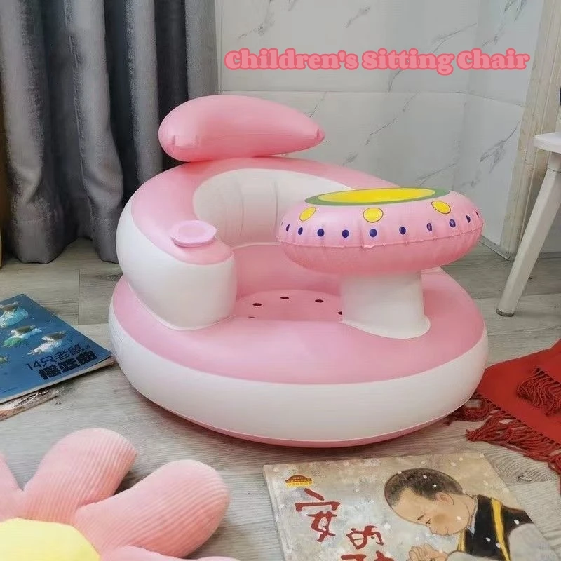 Baby Inflatable Sofa Seat Multifunctional Cartoon PVC Toddler Feeding Chair Support Seat Sofa Learning To Sit Chair Baby Seat