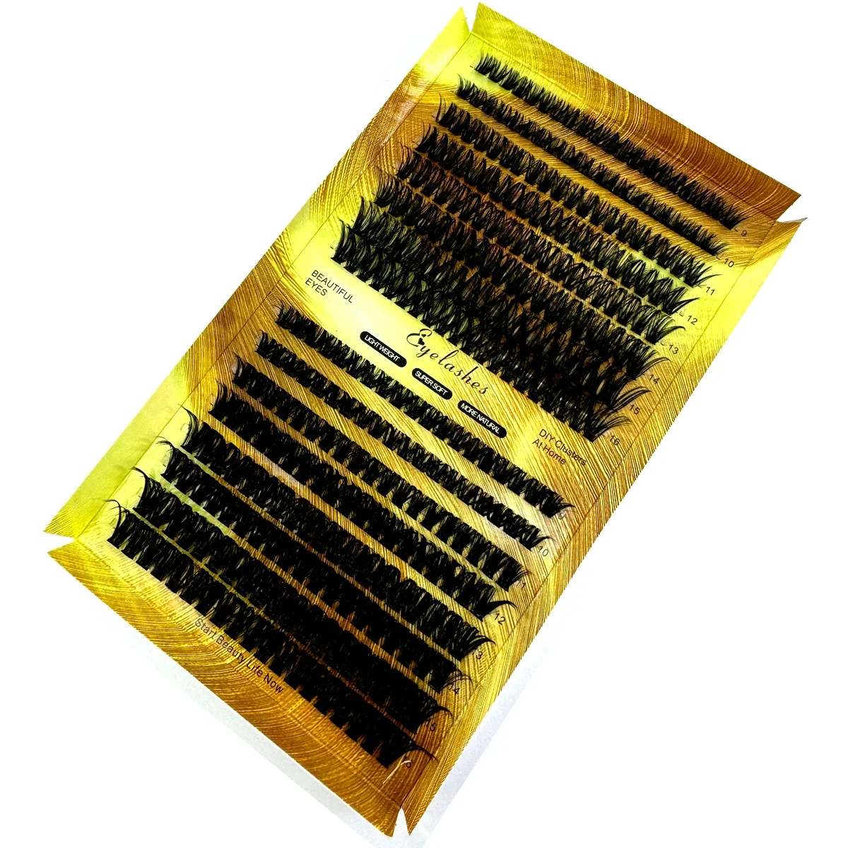 Ciglia individuali 9-16mm 320 pezzi Ciglia a grappolo Aspetto naturale Vassoio misto Estensione ciglia fai da te Volume Cluster ciglia Ciglia lunghe