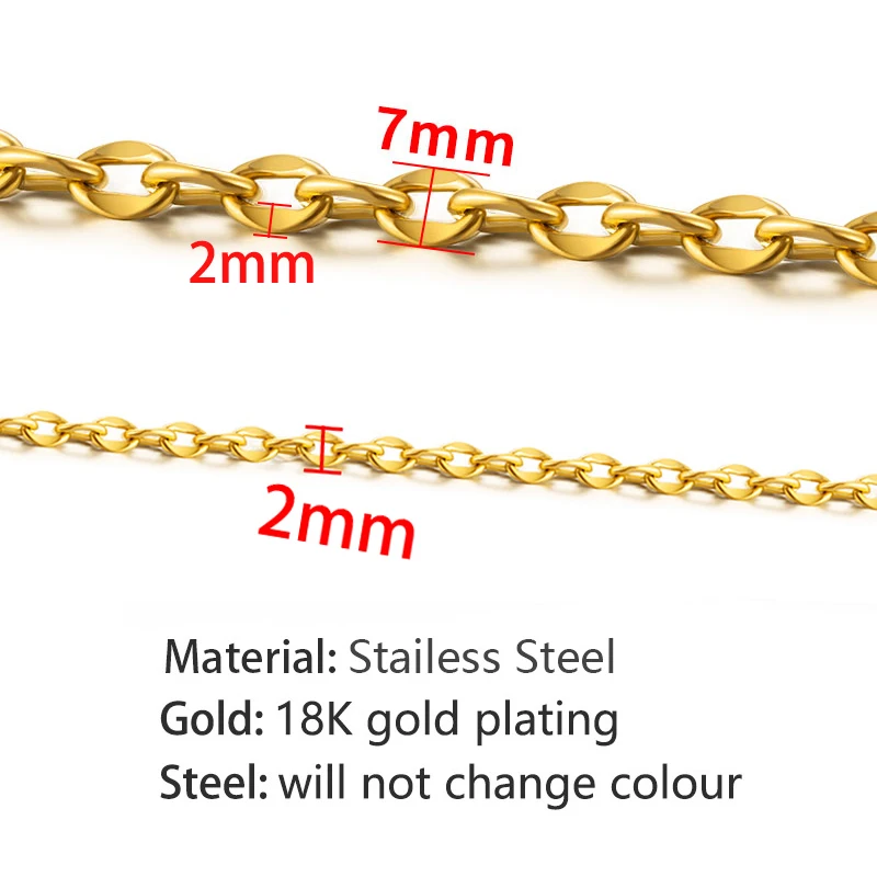 Stainless Steel Lip Chains For Jewelry Making Materials Thin Chain Necklace Gold Bracelet DIY Handmade Accessroies Wholesales 1M