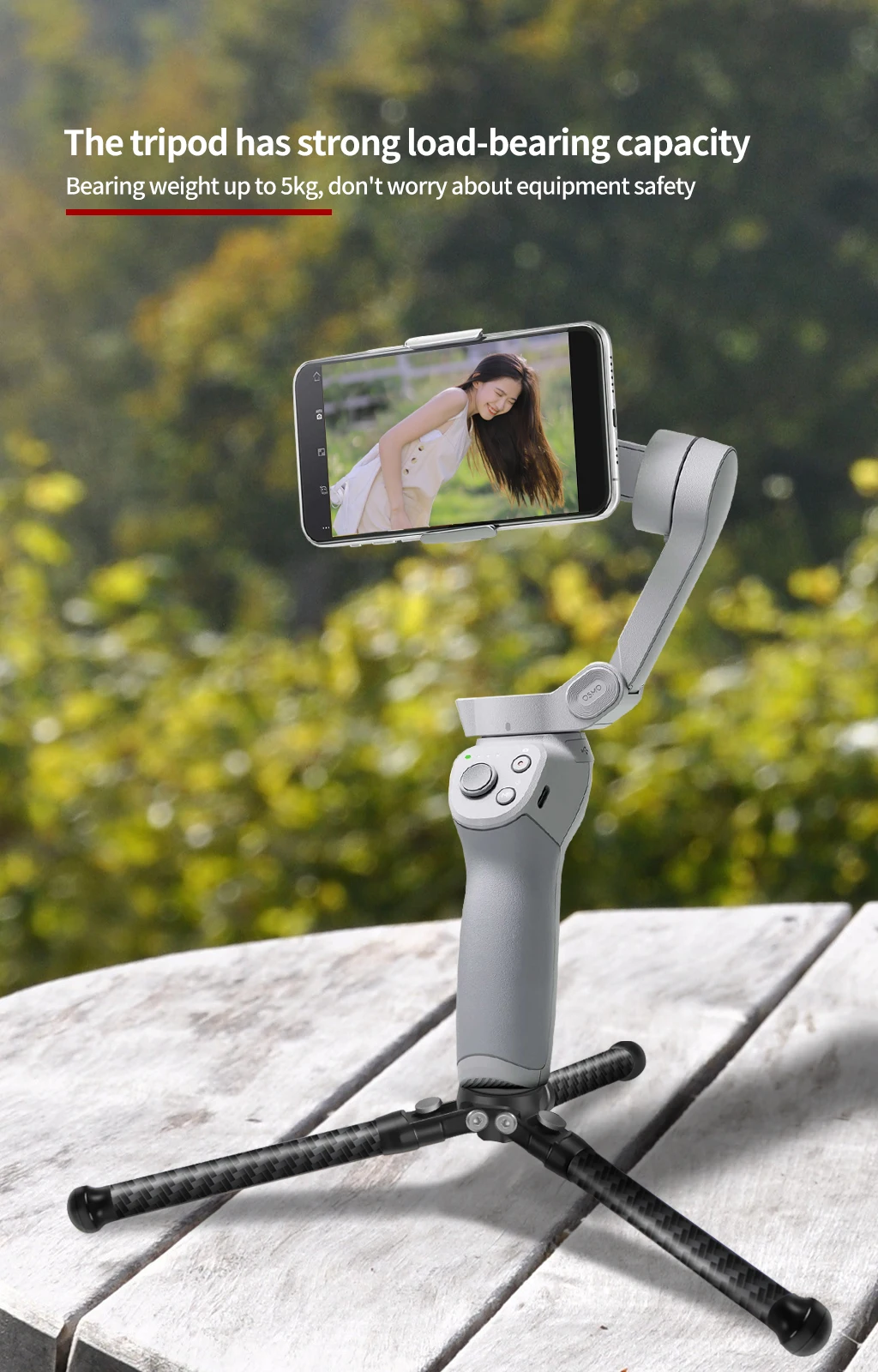 Tragbares Stativ, leicht, für Reisen, Tisch-Videoständer, Kohlefaser, ausziehbarer Winkel, verstellbar, Mini-Unterstützung für Telefonkamera – Detail 7