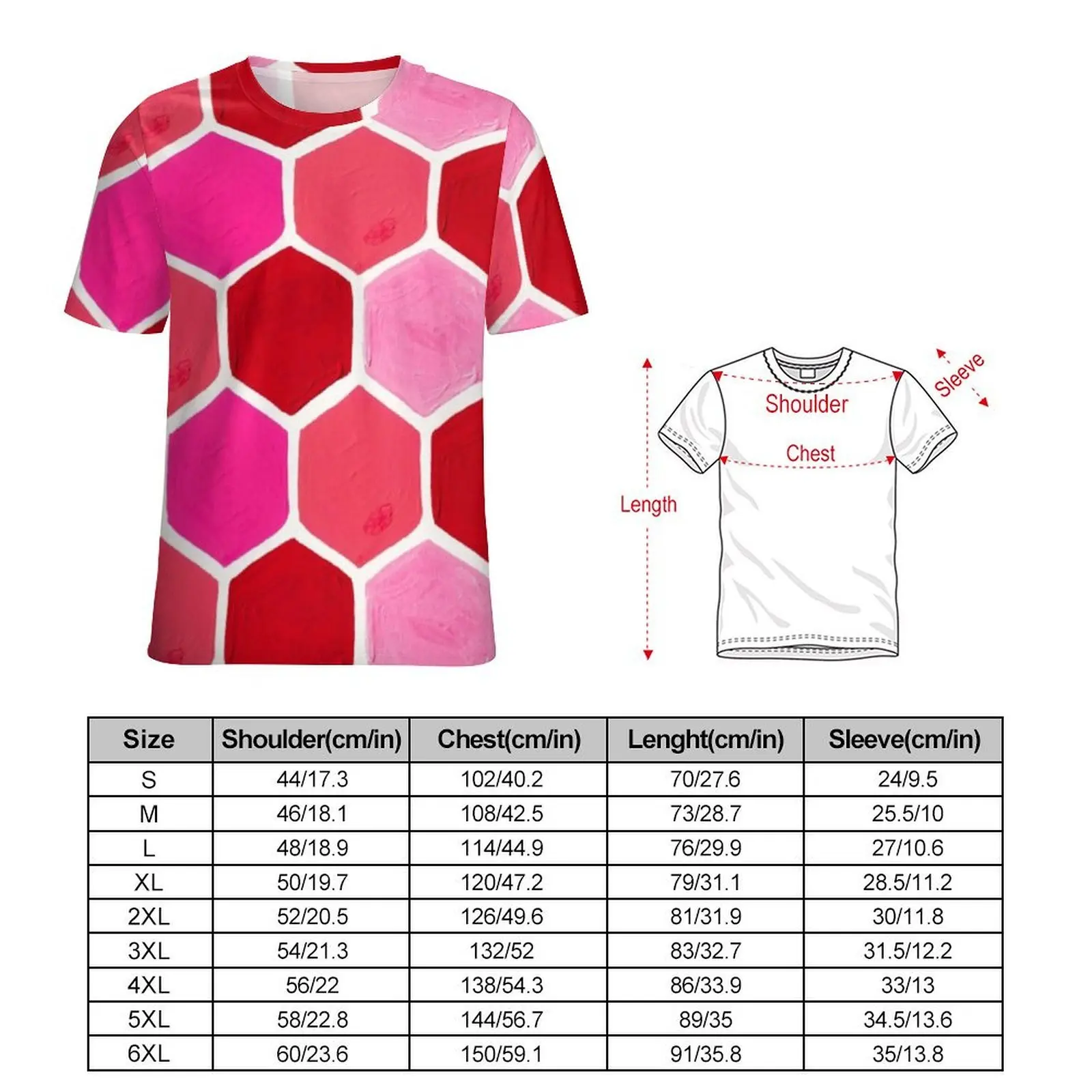 Man Pink Retro Mod T-Shirt Hexagon Honeycomb Harajuku T-Shirts Short Sleeve Design Tshirt Cheap Summer Y2K Fun Oversized Tees