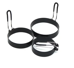 Stainless Steel Egg Frying Ring Metal Circle Shape Fried Poach Pancake Mould with Handle Non Stick Fried Egg Mold Cooking Tools