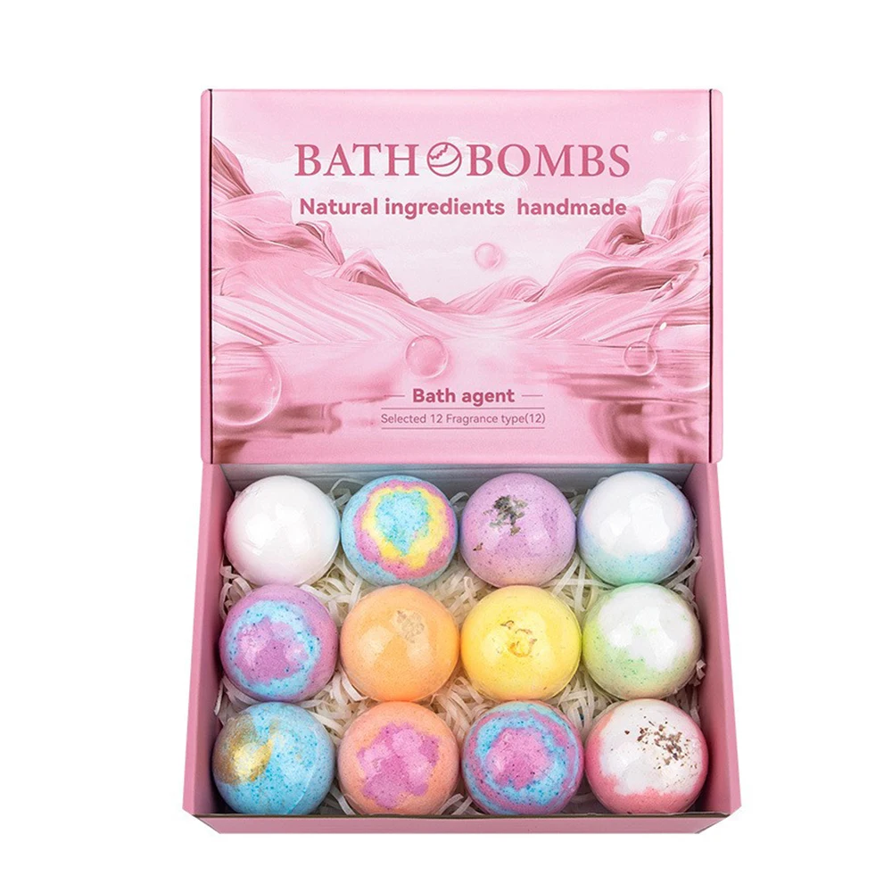 Bombas de baño 12 unids/caja ingredientes orgánicos y naturales Spa relajación cuerpo regalo de cumpleaños para el hogar