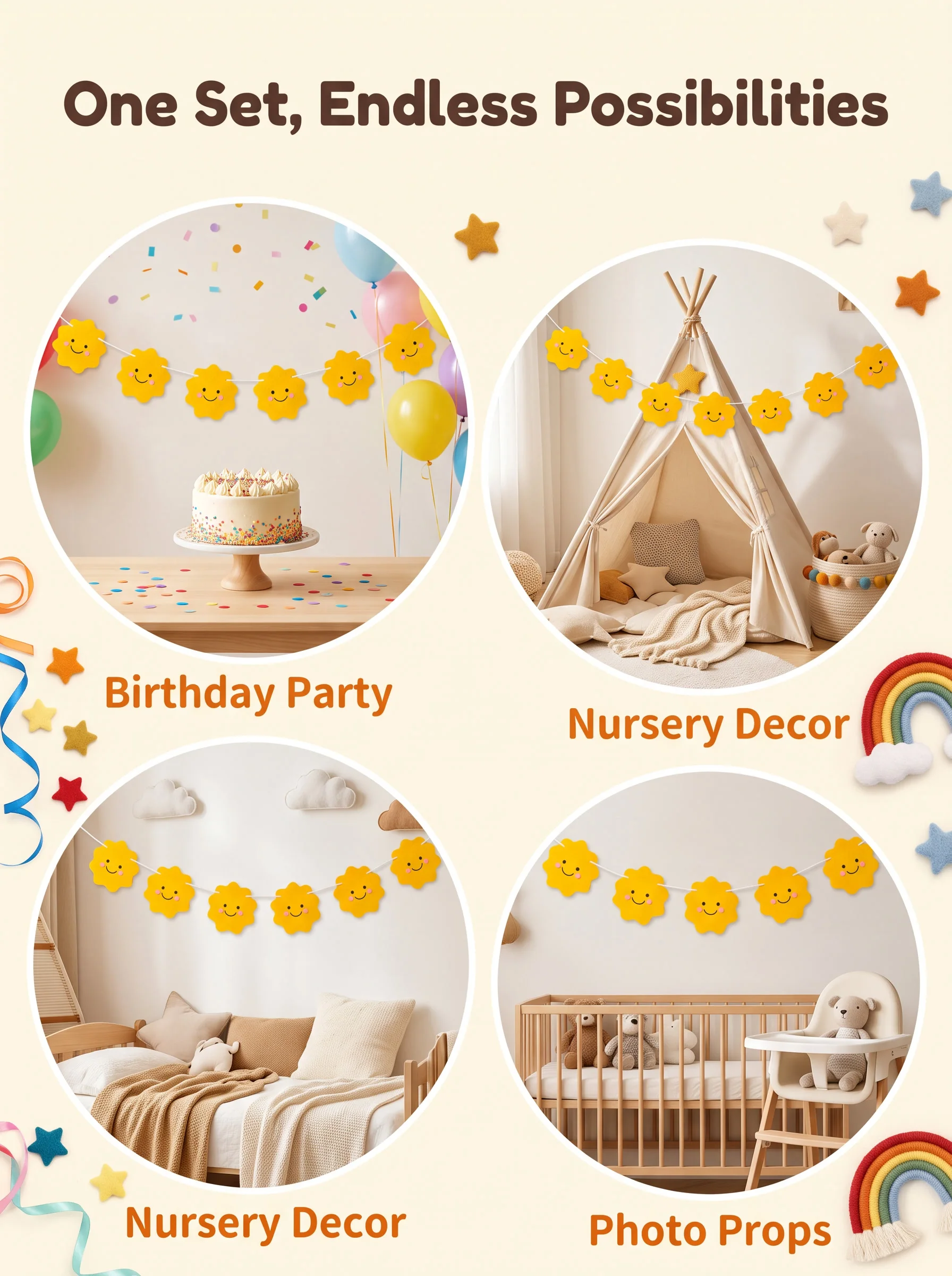 Ghirlanda di Fioretti di Feltr - Baby Nursery Bunting recensione e prezzo