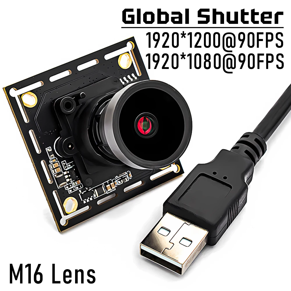 

1080P90FPS Global Shutter USB Camera Module with M16 Lens, Plug Play High Speed Video Webcam for Machine Vision & Live Streaming