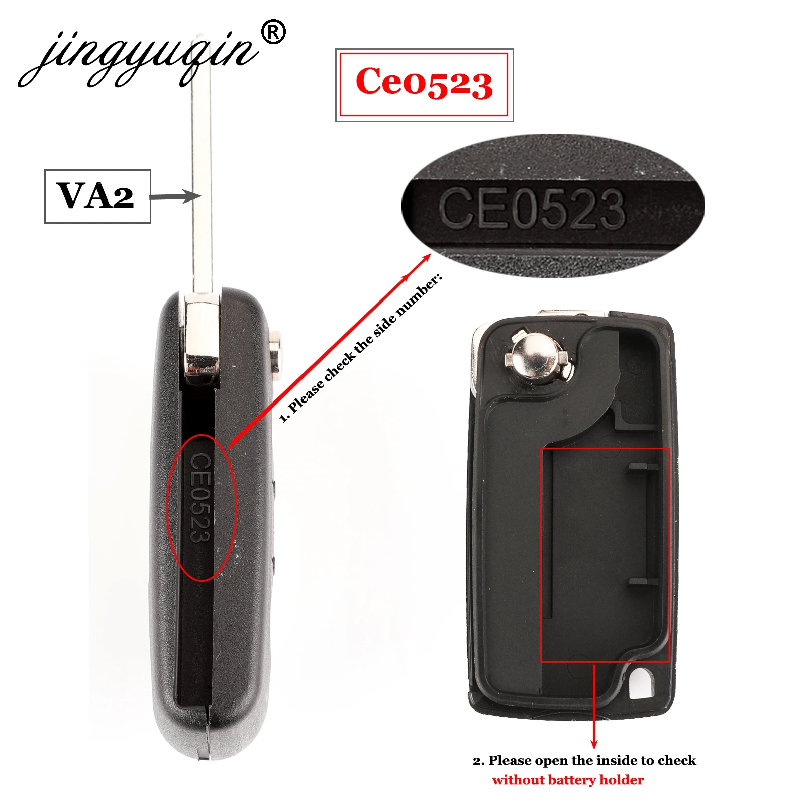 jingyuqin 2 Buttons Flip Auto Remote Key 433MHz fob PCF7961/41 ASK/FSK CE0536/CE0523 For Peugeot 207 307 308 3008 407 HU83 VA2