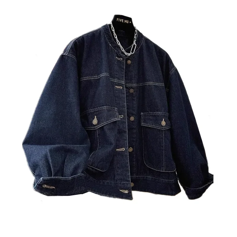 

Casual Solid Women Denim Jacket Autumn Winter New Single-Breasted Short Padded Coat Female Loose Women Outerwear