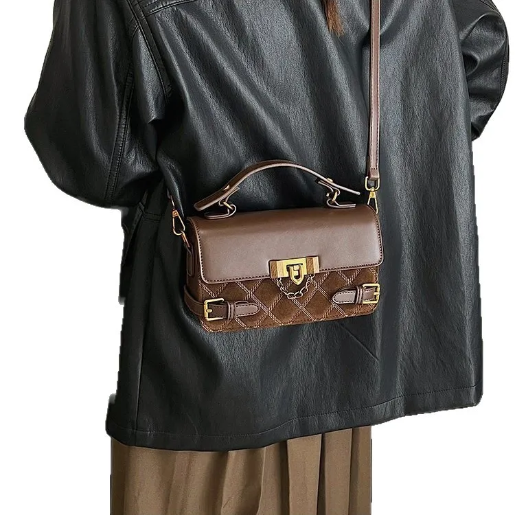 겨울 자수 스퀘어 니치 탑 핸들 여성용 핸드백, 럭셔리 숄더 토트 텍스처드 크로스바디 백 빈티지 데이투나이트 백 ​