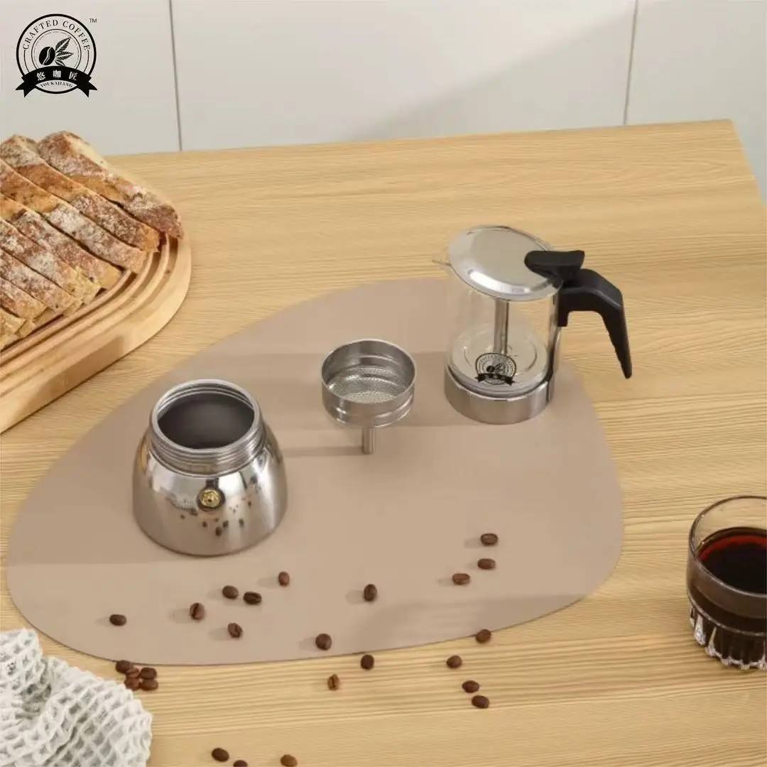 4/6 وعاء موكا شفاف: جسم زجاجي عالي البورسليكات، قاعدة متينة 430. استخدام المنزل/المكتب/التخييم. يعمل على الحث والغاز