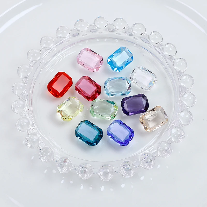 10x14mm Rectangular Octagon Transparent Nail Crystal Decoration for women\'s Clothing and Beads for Needlework DIY