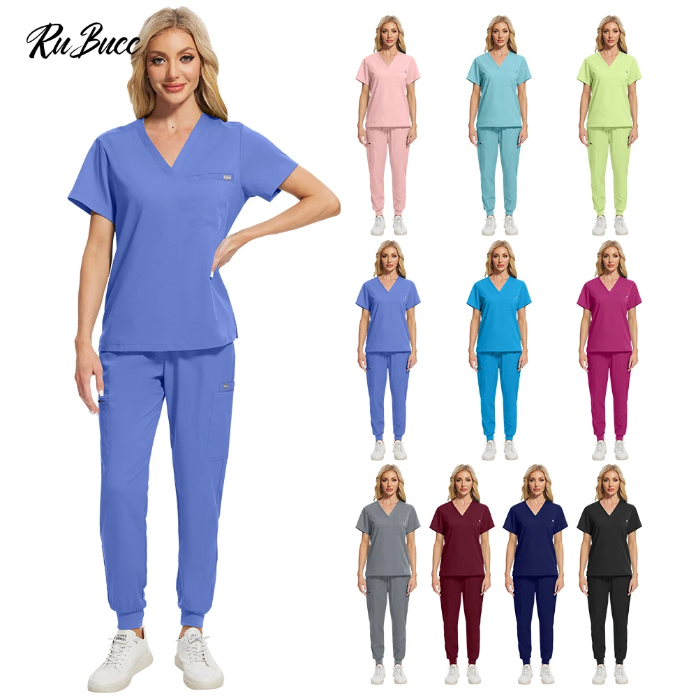 طقم زي صيدلي للنساء ملابس عمل التجميل زي ممرضة مستشفى طبيب جراحة الأسنان عن طريق الفم أطقم الدعك الطبية