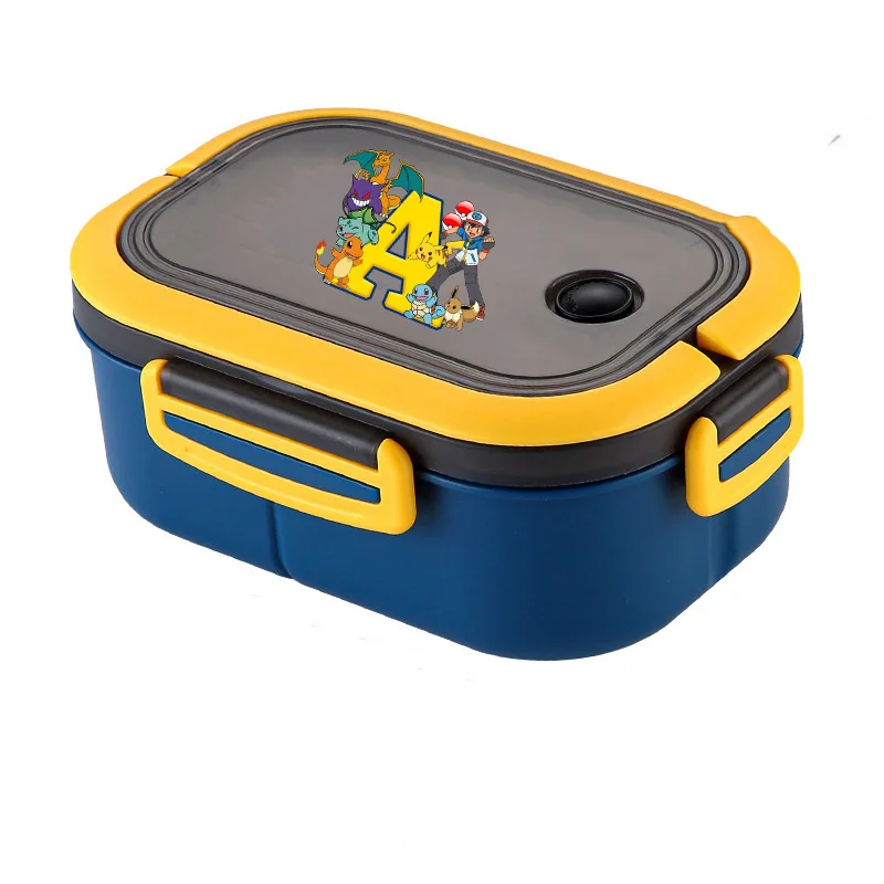Kotak Makan Siang Bento Pokemon Pikachu Huruf Anime A-Z Wadah Penyimpanan Makanan Dua Lapis Kotak Makan Siang Piknik Sekolah Kotak Makan Malam Kantor