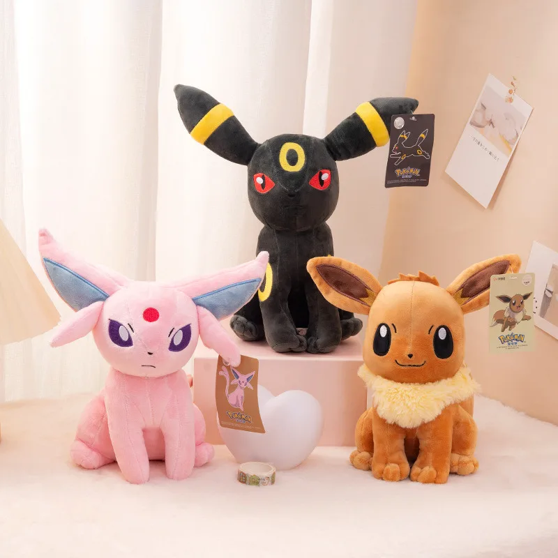 Pokemon Eevee Series Plush Toy Dolls para crianças, presentes dos desenhos animados, originais, Sylveon, Leafeon, Jolteon, Vulpix, Glaceon, Umbreon