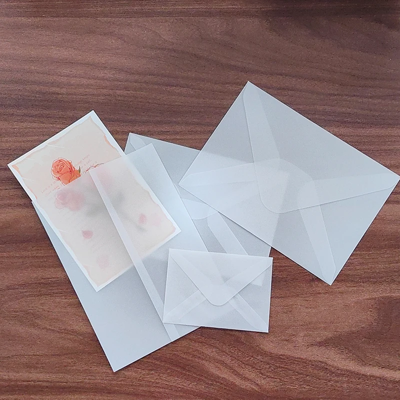50pcs Translucent Envelopes for Wedding 120g Sulfuric Acid Paper Invitation Small Business Stationery Supplies Storage Bag