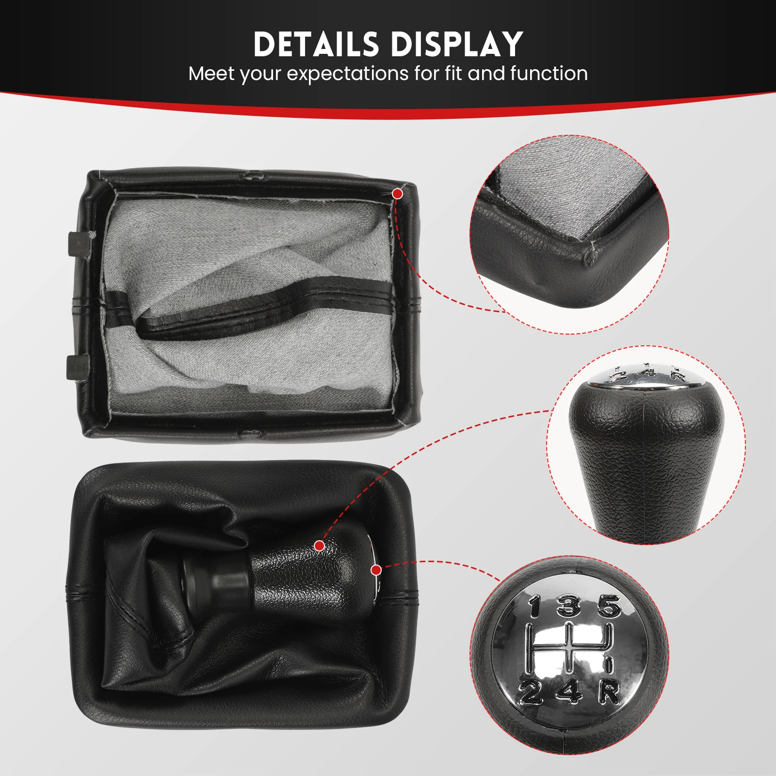 Kit de Palanca de Cambios Cromada de 5 Velocidades 2403AP con Funda 2403X9 PARA Peugeot 106, 206, 306, 406, 605, Expert, Partner, Citroën Berlingo
