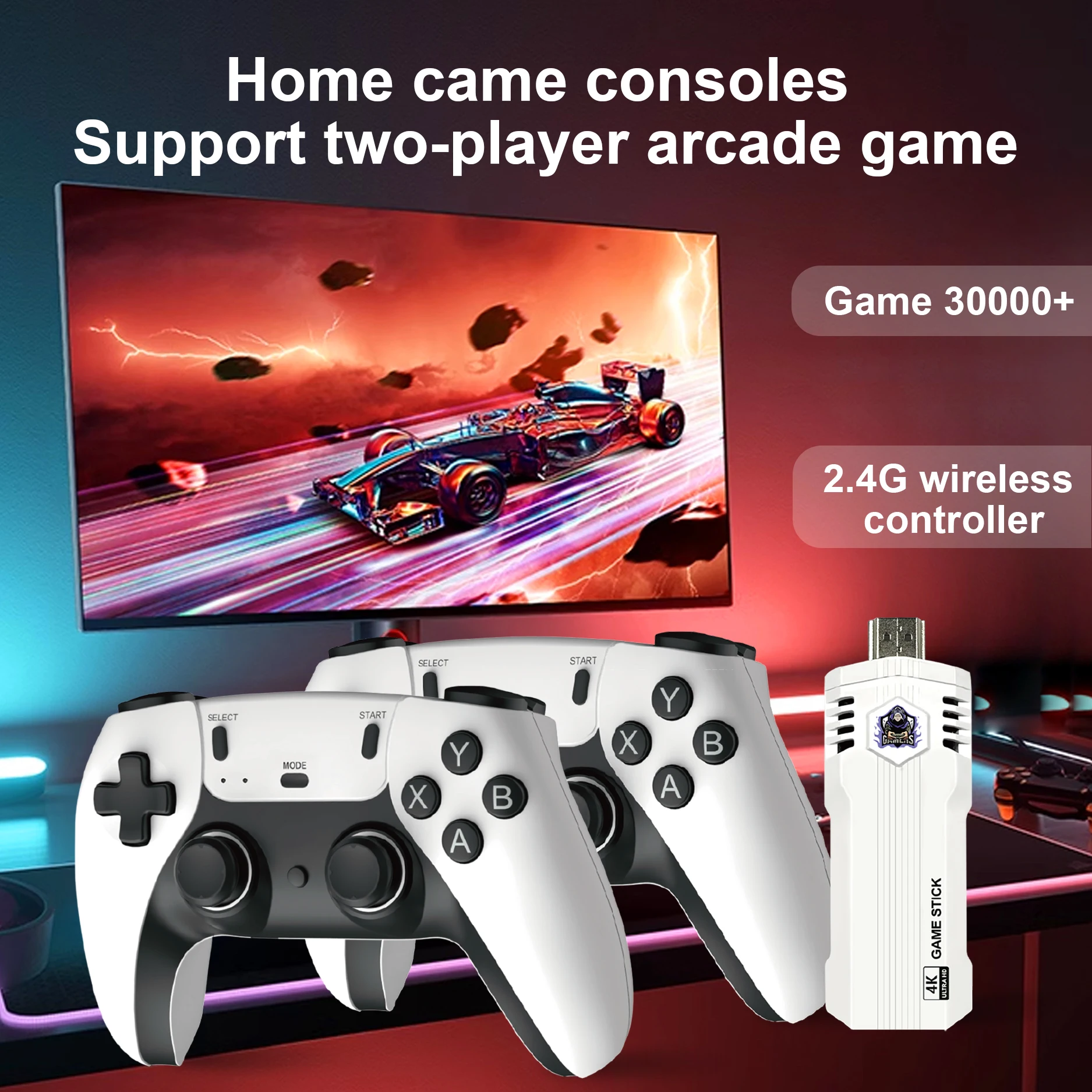 Controle de PC Stick X2L Quad-core S905L HDMI 4K Saída 64G/128G 30000+ Jogos Controles de jogos portáteis para família