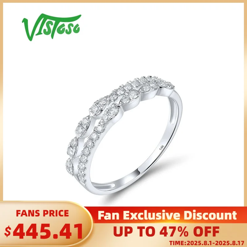 

VISTOSO Ring For Woman Genuine 14K 585 White Gold Sparkling Diamonds Glamorous Wedding Anniversary Gifts Trendy Fine Jewelry