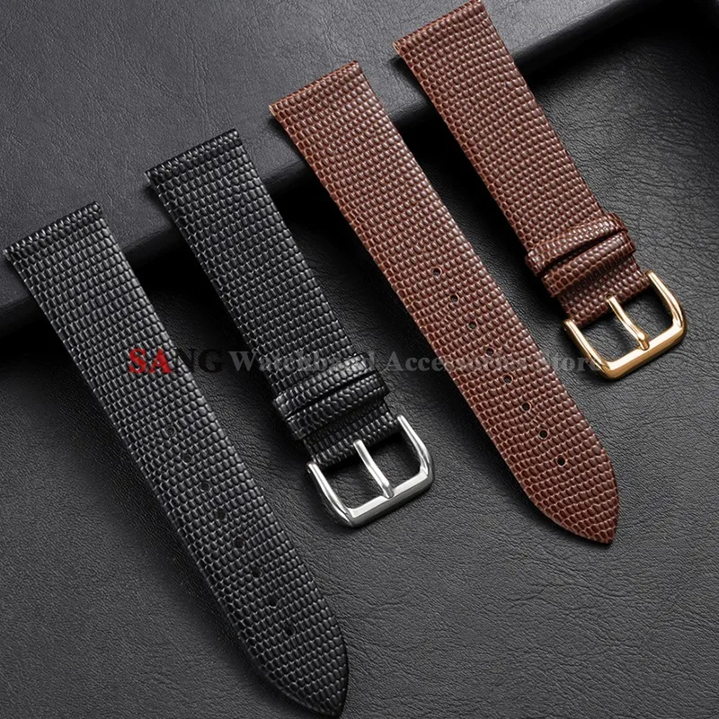 10mm 12mm 14mm 16mm 18mm 20mm 22mm Lizard Pattern Leather WatchStrap Soft Head Layer Calfskin WatchBand Smartwatch Bracelet Belt