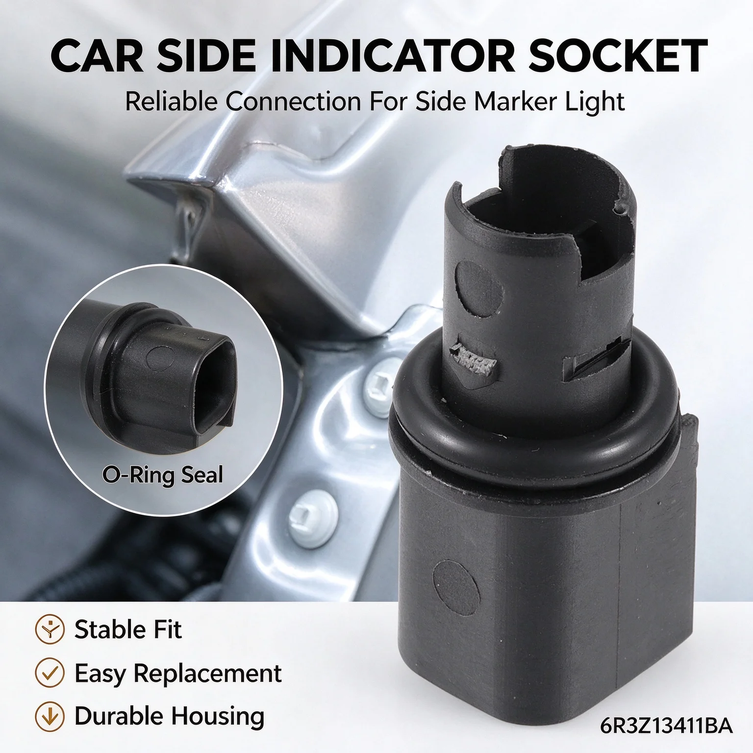 Marker Light Lamp Socket Holder 6R3Z-13411-BA Car Side Indicator for Ford Fiesta 2011-2013 Mustang 2005-2021 Ranger 2019-2021