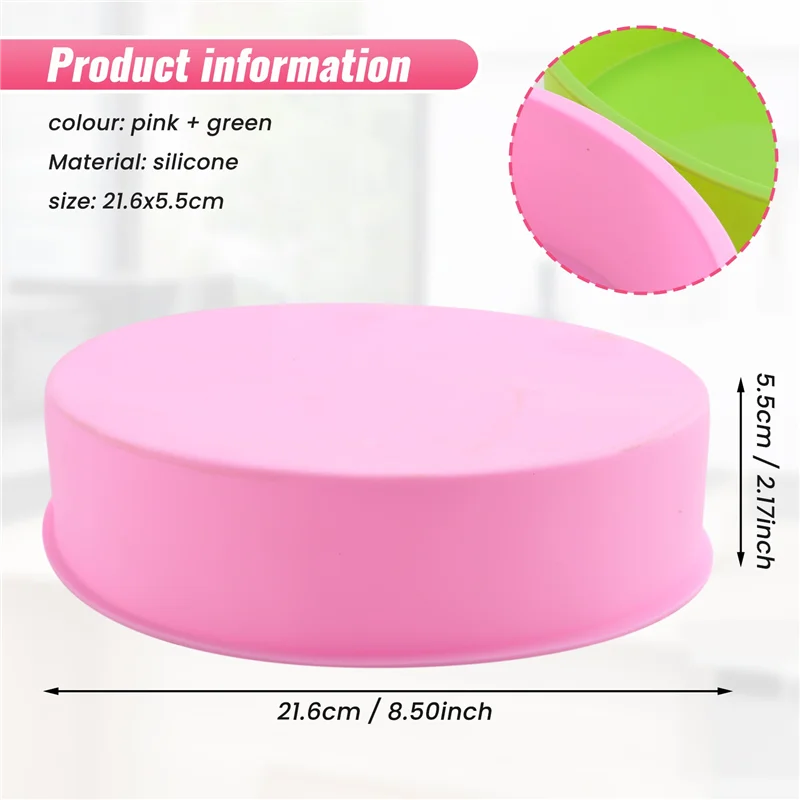 -A14E 2 szt. Silikonowe formy do ciast, okrągłe formy do pieczenia o średnicy 20 cm, nieprzywierające formy do pieczenia, naczynia do pieczenia do czekoladek, ciasteczek/chlebów