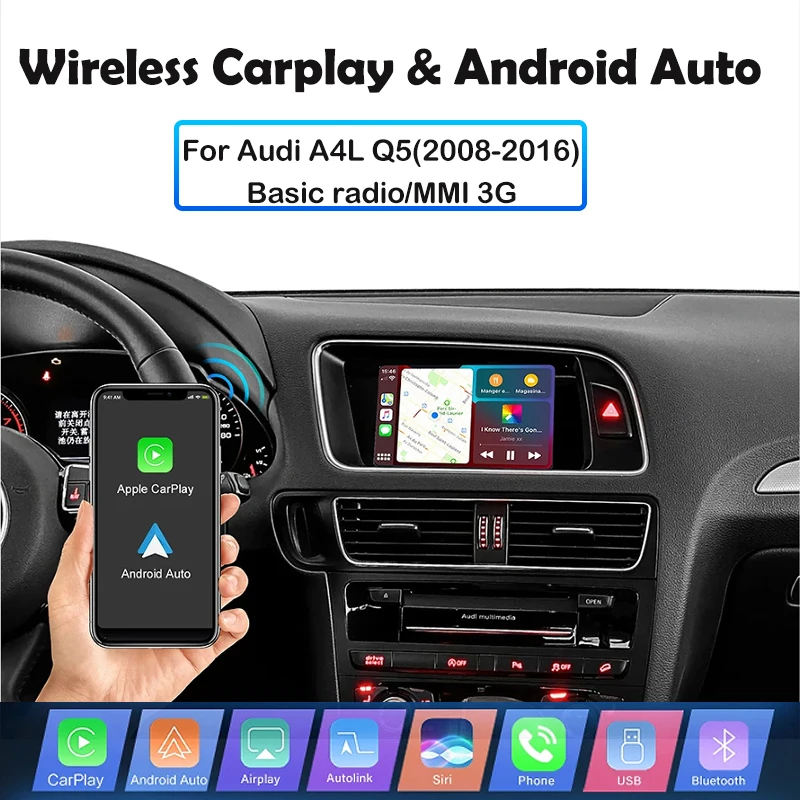 

Car wireless carplay android auto interface For Audi A4l A5 Q5 B8 8R 8T Mirror Link AirPlay Car Play