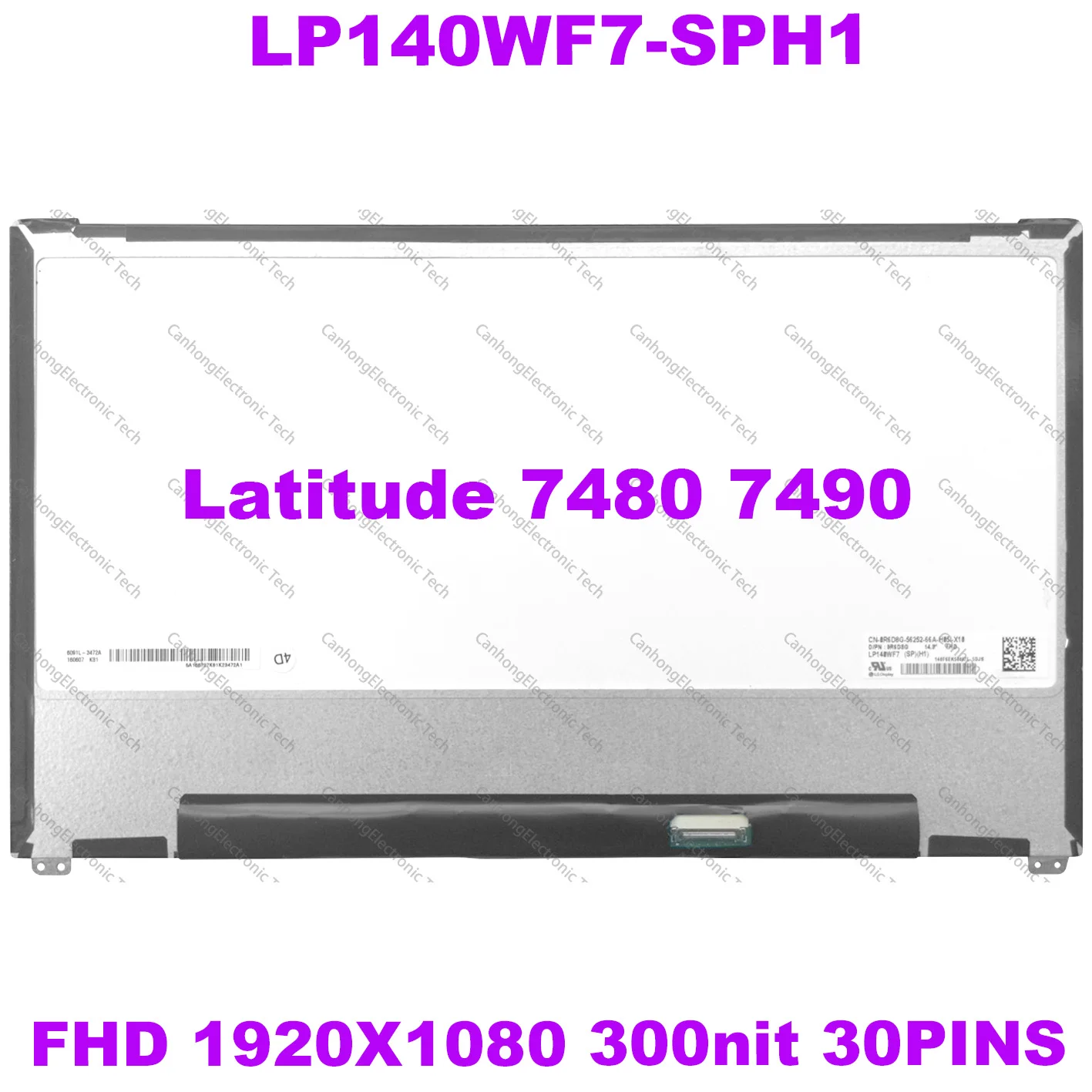 

14" IPS Laptop LCD Screen For Dell Latitude 7480 7490 LP140WF7-SPH1 Fit NV140FHM-N47 LED Display Non-Touch 1920x1080 30pins eDP