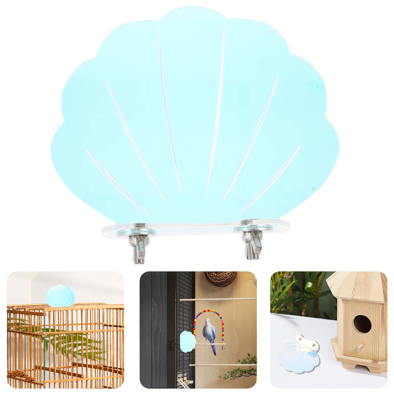 

Acrylic Bird Perch Stand Shell Shape Platform For Parrot Cage Accessories Durable Bird Exercise Climbing Stand For Cockatiel