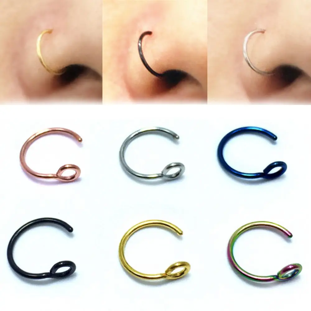 6colors Gift Women Men Jewelry Simple Fake Piercings Nose Ring Tragus Earrings Faux Nose Ring