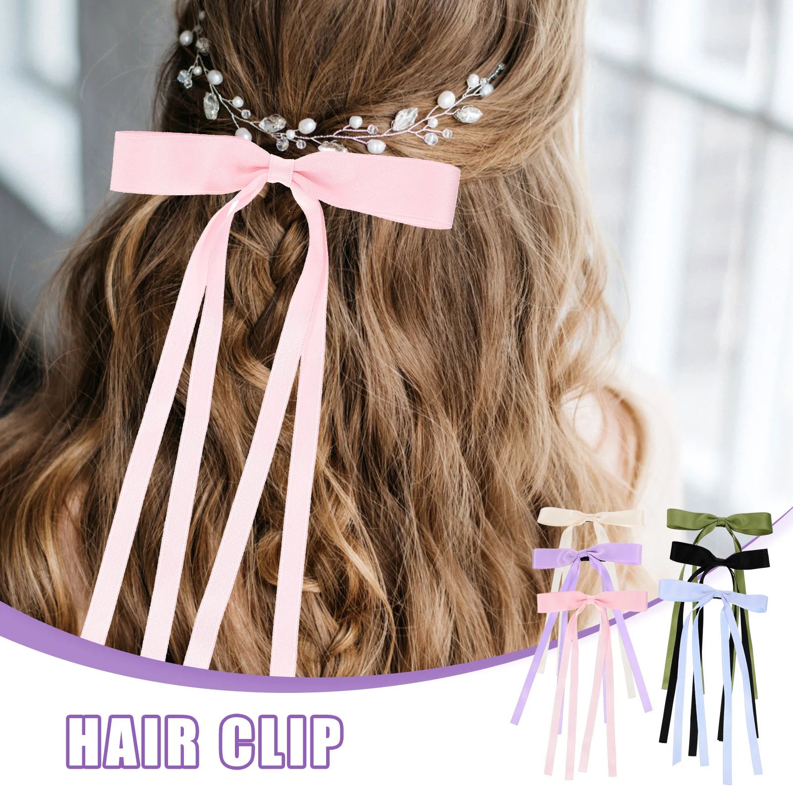 

6 Pcs Vintage Bow Hairpin Miss Accessories for Tassel Metal Bows Clips Ribbon