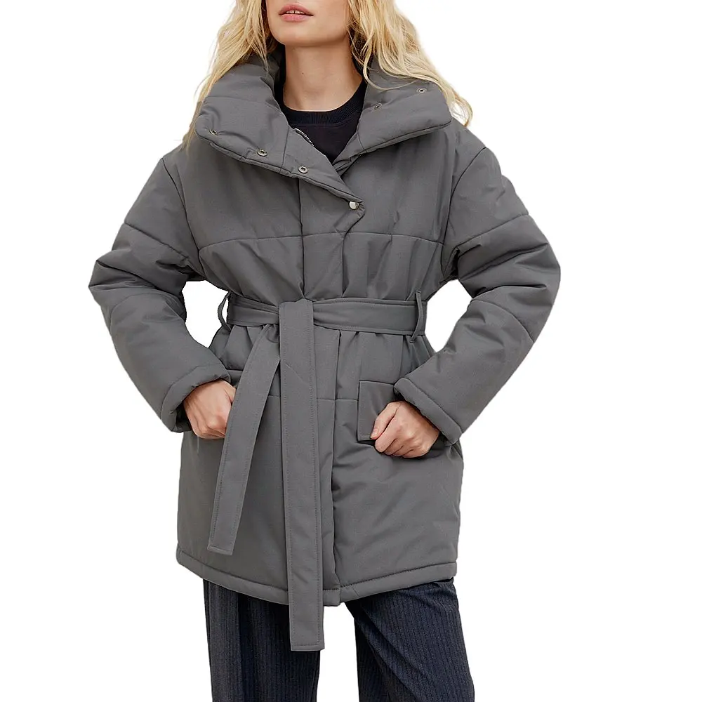 Women Winter Cotton-padded Coat Lady Stand Collar Quilted Oversize Jacket Outdoor Thickened Warmth Parkas Fashion Tops