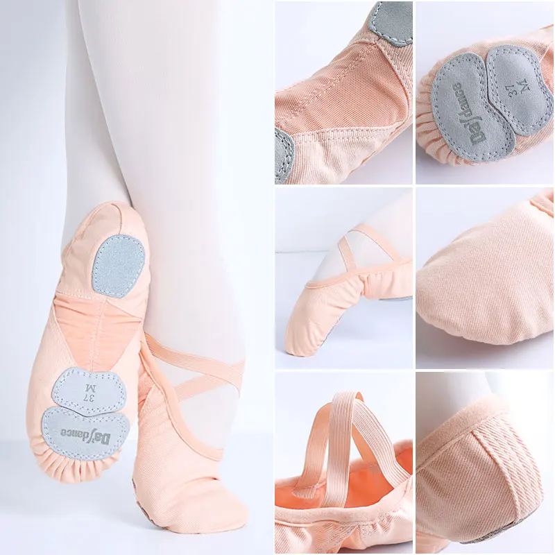 Adult Three Split Sole Ballet Shoes Dance Flats Women Elastic Canvas Dance Shoes Twill Ballet Slippers Gymnastic Shoes