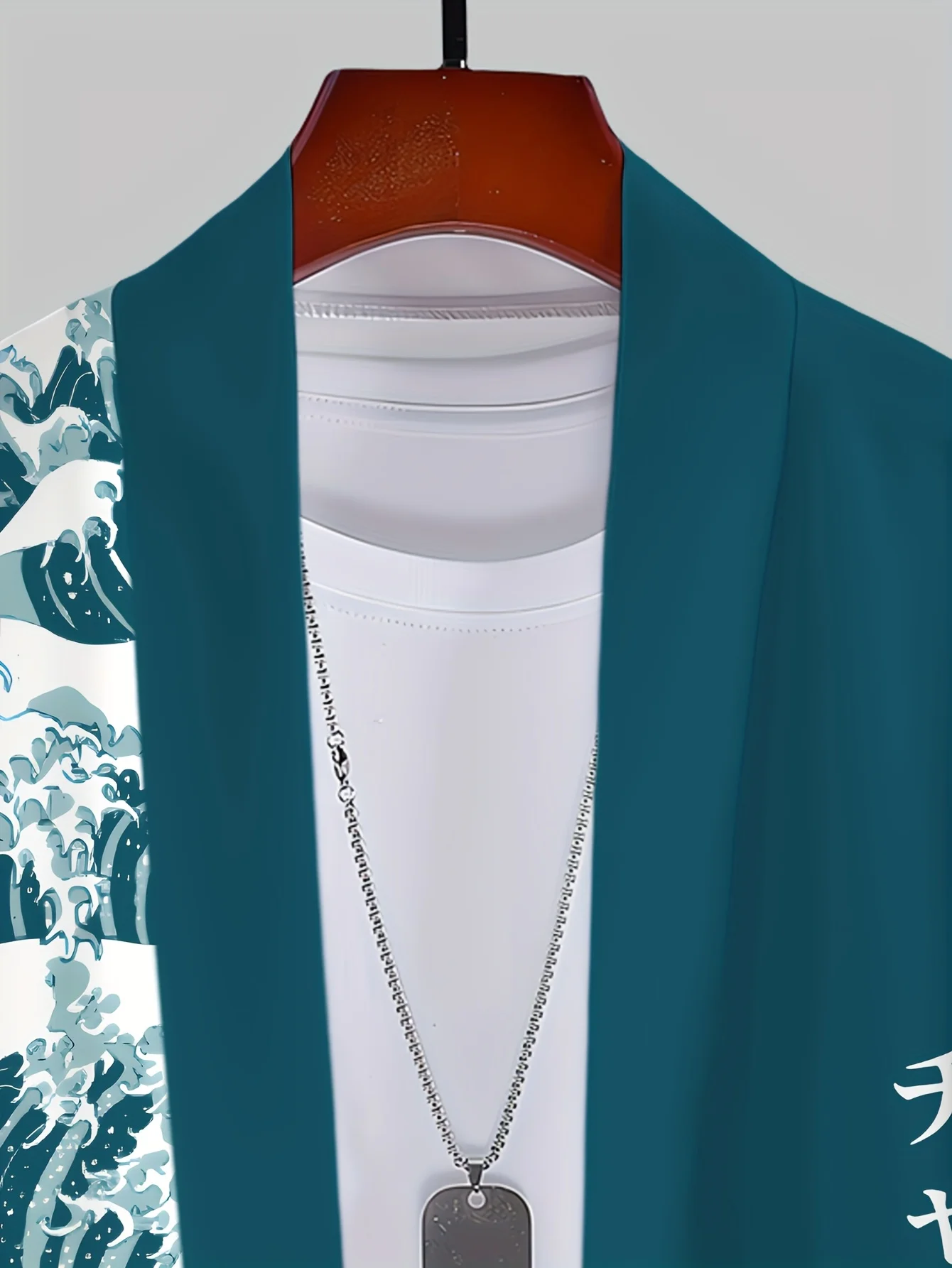 Camicia casual da uomo con stampa stile kimono vintage - Poliestere leggero e traspirante, motivo stampato sull'oceano, vestibilità ampia e comoda