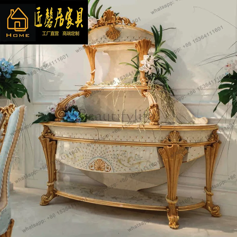 European solid wood entrance cabinet, living room view cabinet, classical entrance table