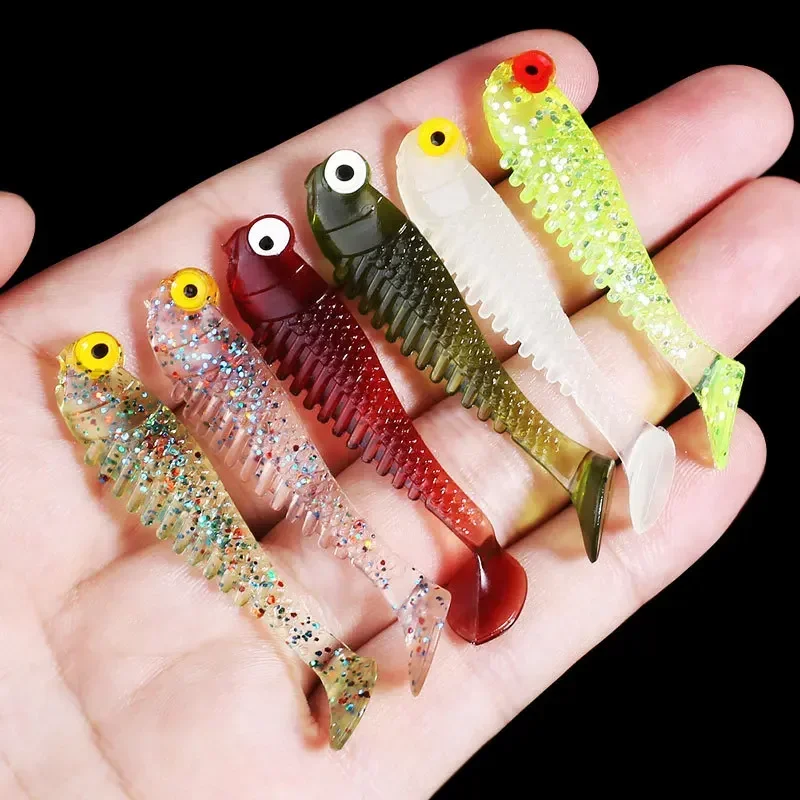 Isca luminosa macia da pesca, isca artificial do silicone para o robalo, wobbler, swimbaits, 5.5cm, 1.2g, 10 pcs/lot