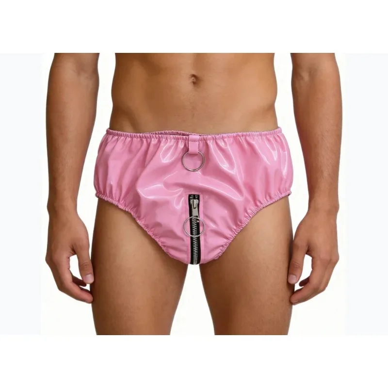 XS-7XL Women Wet Look PVC Leather Briefs Zipper Crotch Low Waist Panties Underwear Nightclub Party Pole Dancing Costume Clubwear