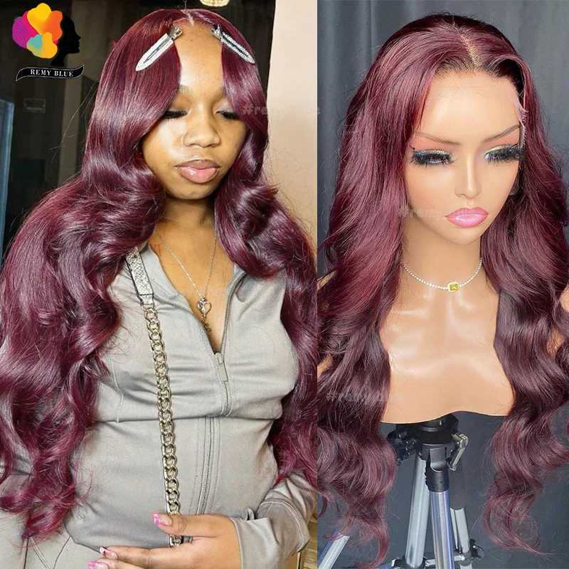 

Burgundy Body Wave 13x6 Lace Frontal Wigs Pre-Plucked 13X4 Lace Front Human Hair Wigs for Black Women Red Colored Lace Front Wig