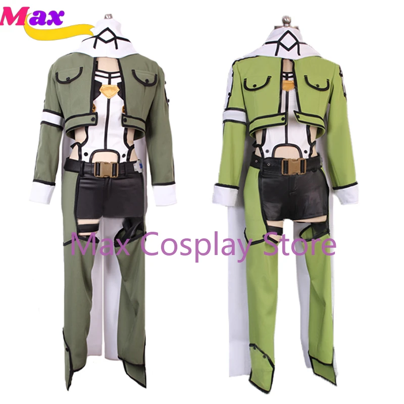 Max Cos Gun Gale Online Asada Shino Cosplay Sinon Military Costume Sinonon Green White And Black Cos Set