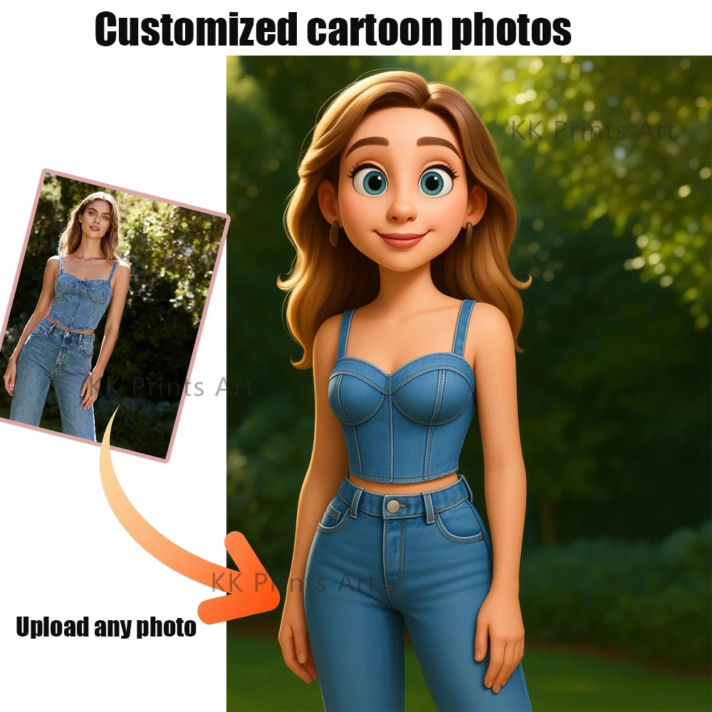 

1pc Custom Cartoon Family Portrait Canvas – Personalized Photo Art for Home & Office Decor, Perfect Gift for Birthdays & Holida