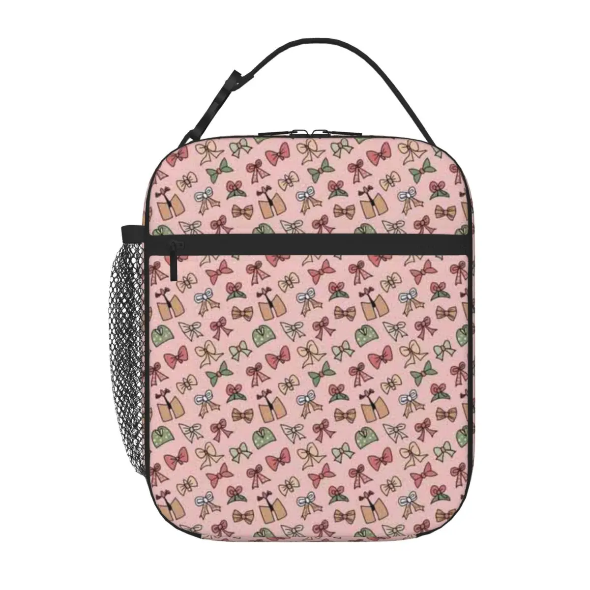 Bestselling Aesthetic Cute Pink Bow Pattern Pretty Patterns Gloss Finish Insulated Tote Business Commute Leakproof Lunch Bag