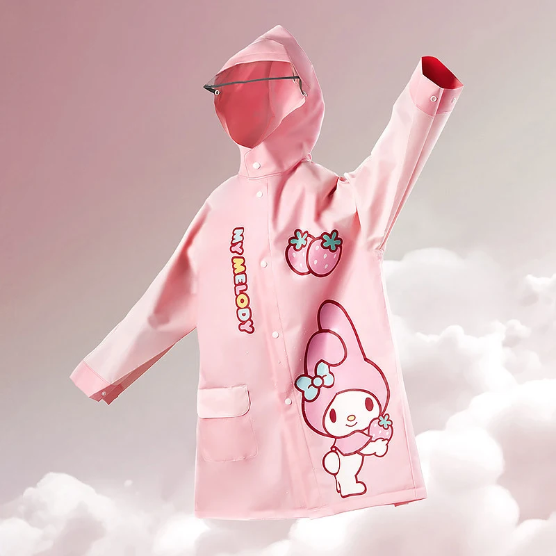 

Cinnamoroll Kuromi Anime Kawaii Sanrio Children Raincoat Cute Cartoon My Melody Boys Girls Waterproof Rain Coat Kids Gifts